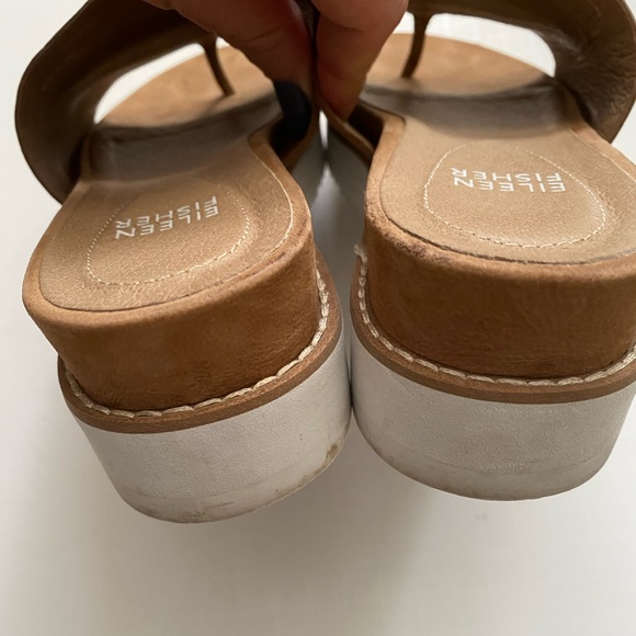 Eileen Fisher women's thong leather platform wedge sandal tan size 6 - Picture 10 of 12